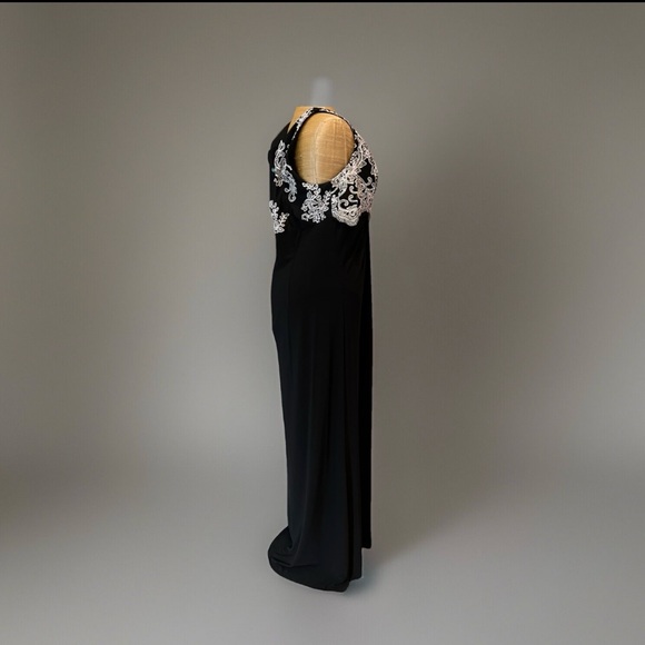 Alex Evenings 2 Pc Gown Gathered Embroidered Sheer Jacket Sleeveless Dress Sz 10 - Picture 5 of 13